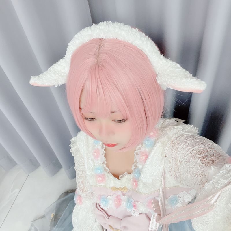 Handmade Lolita Sheep Ear Headband with soft animal hair, featuring plush sheep ears for a cute and whimsical hair accessory.