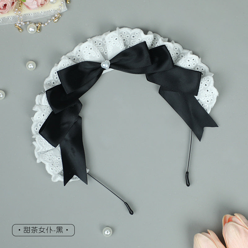 Anime Lolita Headwear - Lace Maid Bow Hairpin Cosplay Exhibition - Lolita Fetch