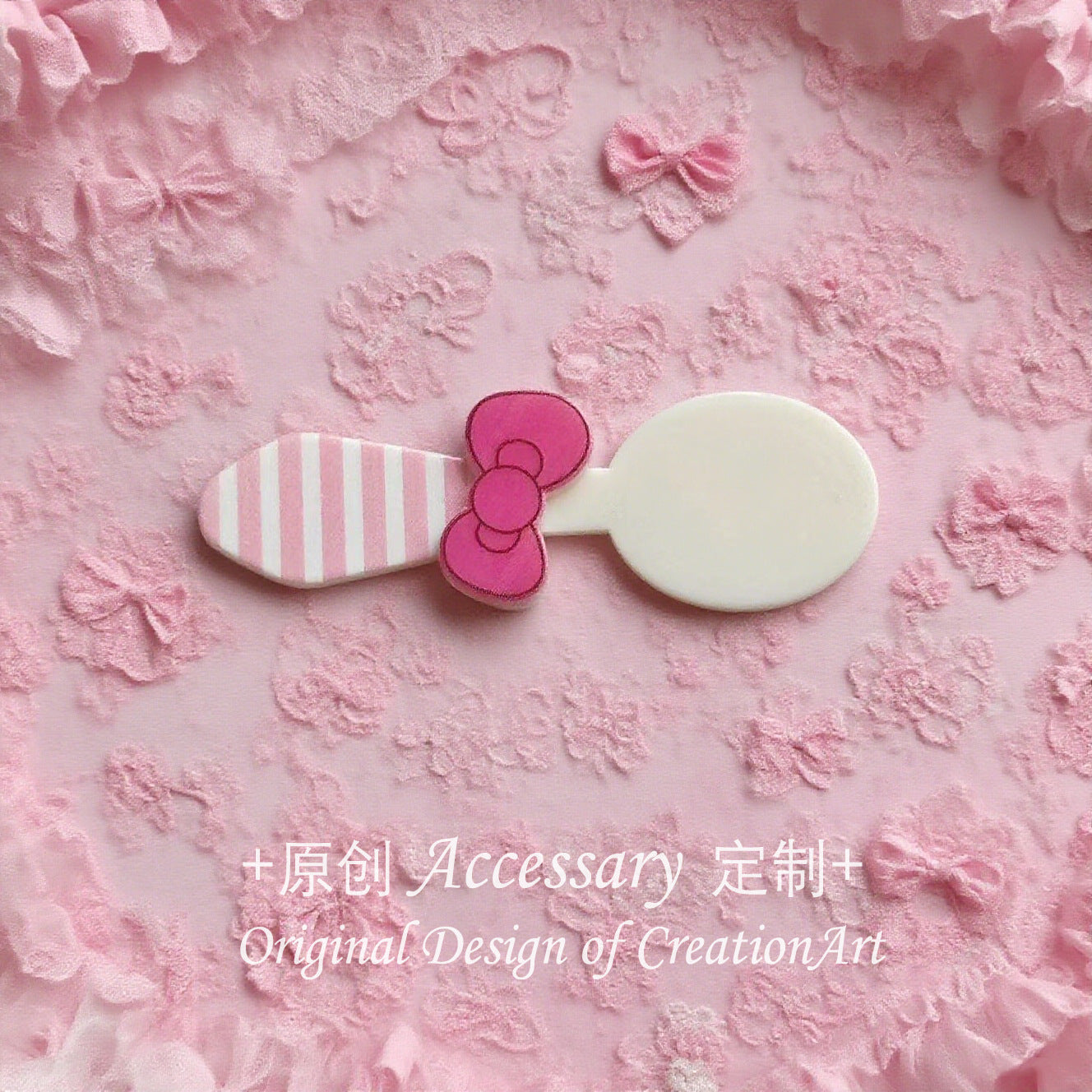 Yingluo handmade pink dessert knife fork hair clip headdress in kawaii lolita style, perfect for sweet girl fashion and accessories.