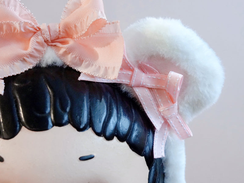 Original Handmade Bear Ear Bowknot Plush Headband Lolita Brown Japanese Korean Style