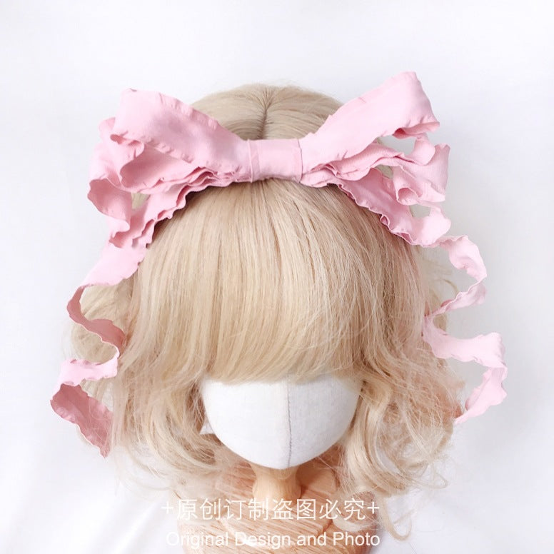 Multicolor Lolita Styling Headband KC - Original Handmade with Built-in Wire Bow | Sweet Girl Twist Small Hair Accessory