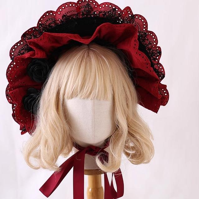 Xiaogui - Classic Lolita Bonnet Lace Elegant - Lolita Hat Headwear