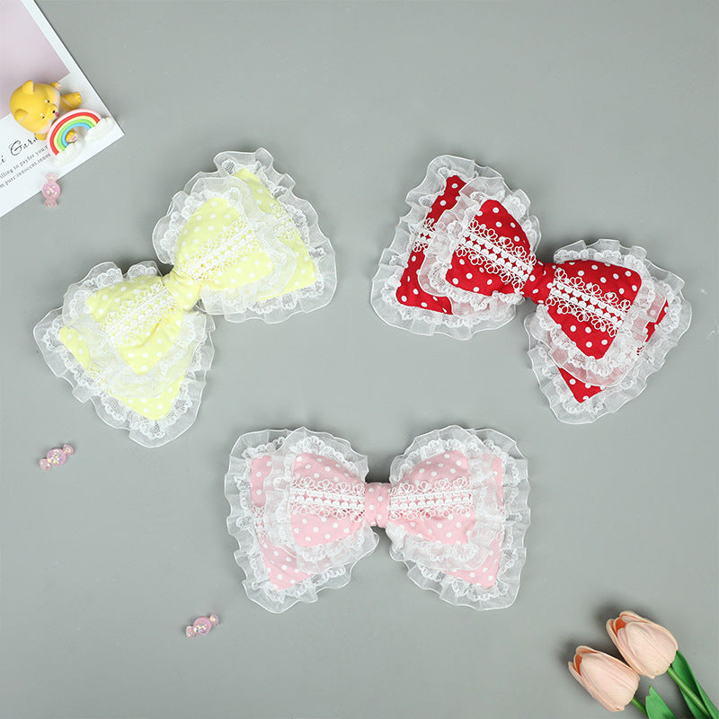 Handmade Lolita Big Bow Hairpin - Lace Comic/Tea Party KC - Lolita Fetch