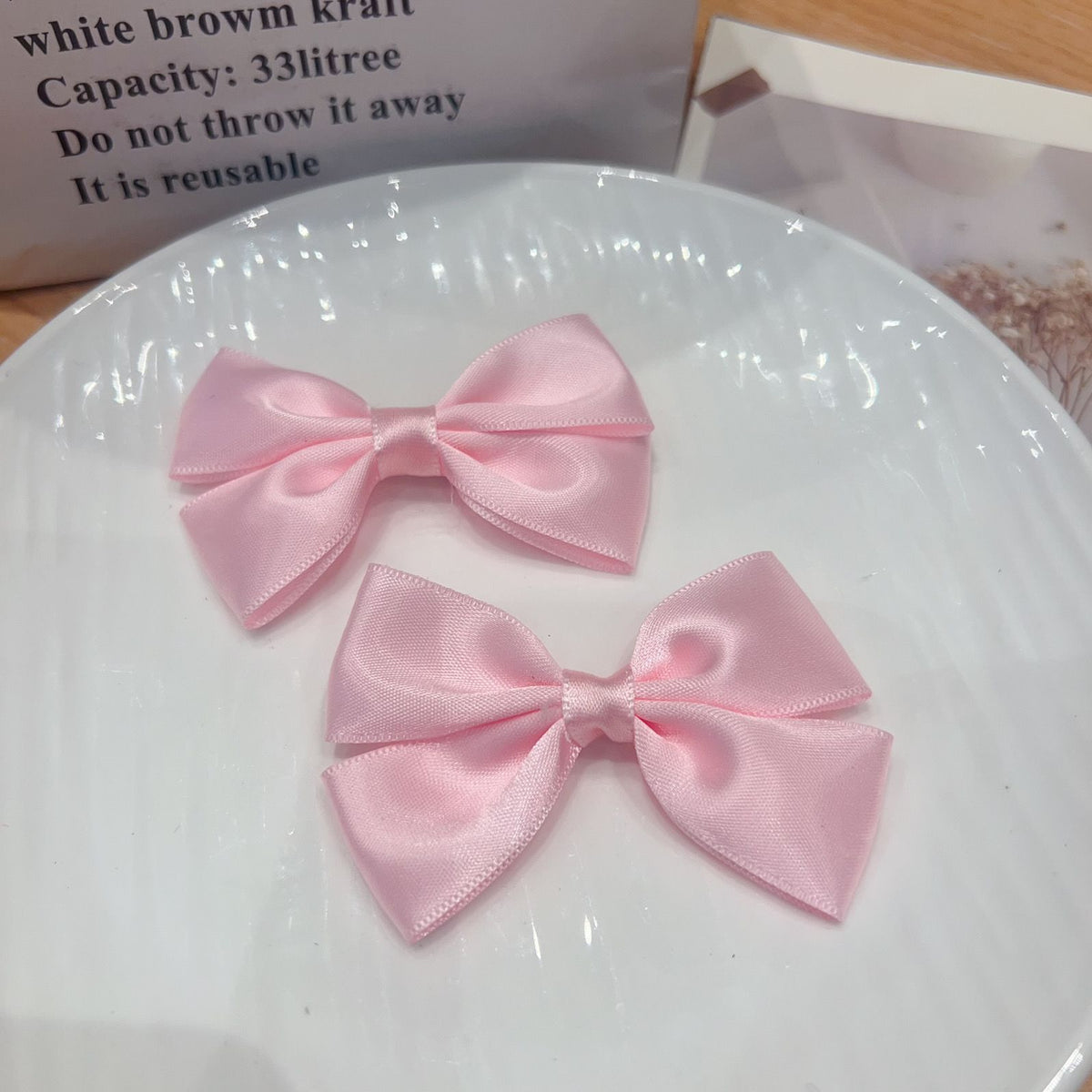 Handmade - Glossy Satin Ribbon - Bow Brooch Pair - detail view 10