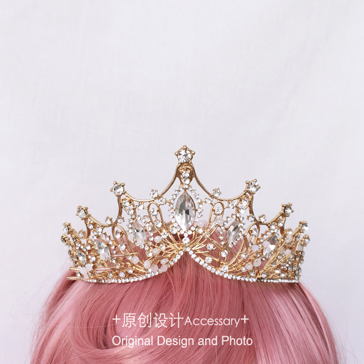 Lolita Girl Crown headdress with pearls, butterflies, rhinestones, and European court-inspired design by LolitaFetch.