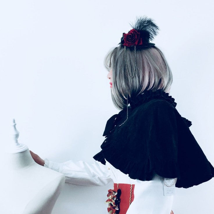 Vintage Gothic Small Hat Rose Lolita Small Hat Hair Accessory Tea Party Style Hair Accessory Photo Prop