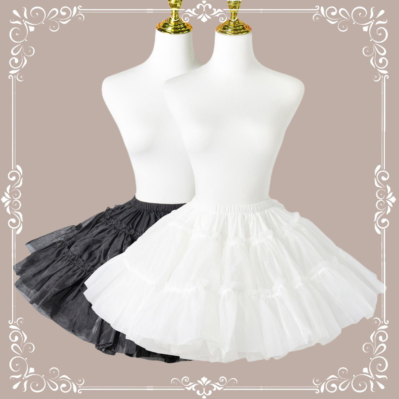 Aurora&Ariel - Short A-Line Petticoat Collection - 35 cm short A-line petticoat with five volume levels and layered