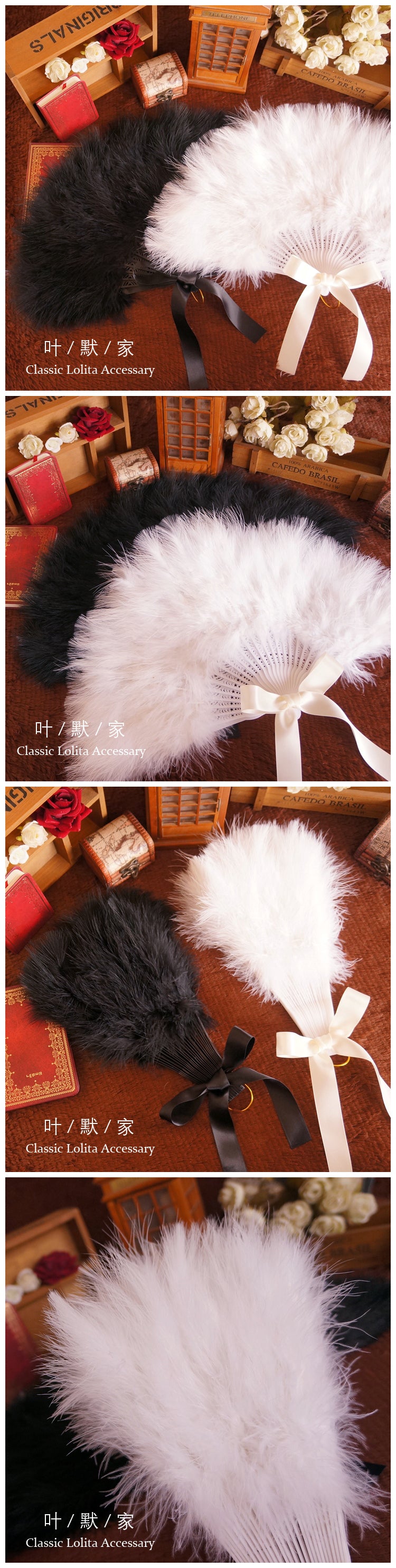 Handmade Feather Fan Lolita Feather Fairy Fan Folding Fluffy Fan Fox S