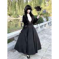 1st Anniversary - Cross Witch - Gothic Nun-Style Long OP Dress - Black Long Dress - Long Sleeve / M