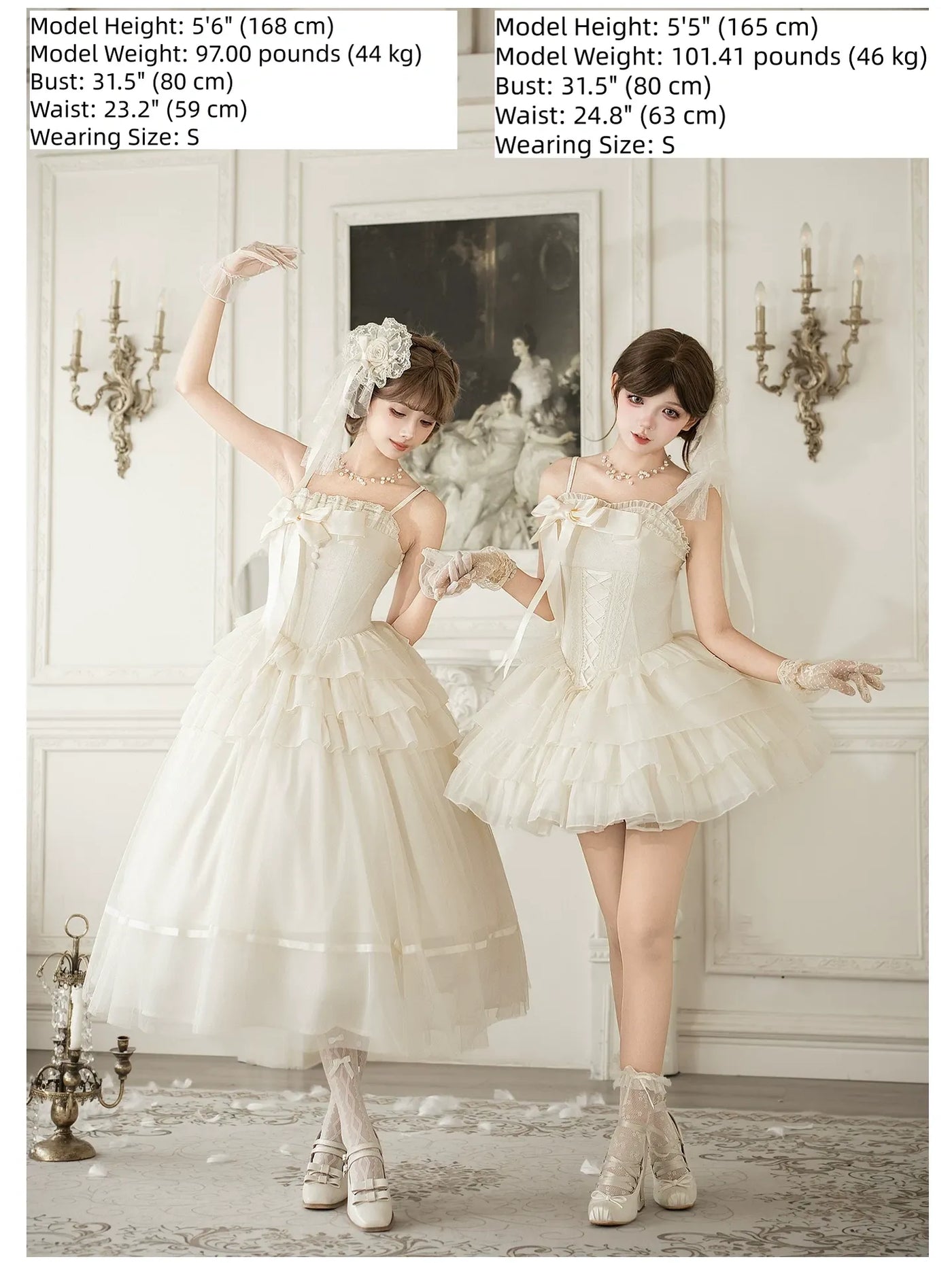 With PUJI - MistKiss Lily - Classic Lolita Tiered Hem JSK Dress, Fishbone Waist