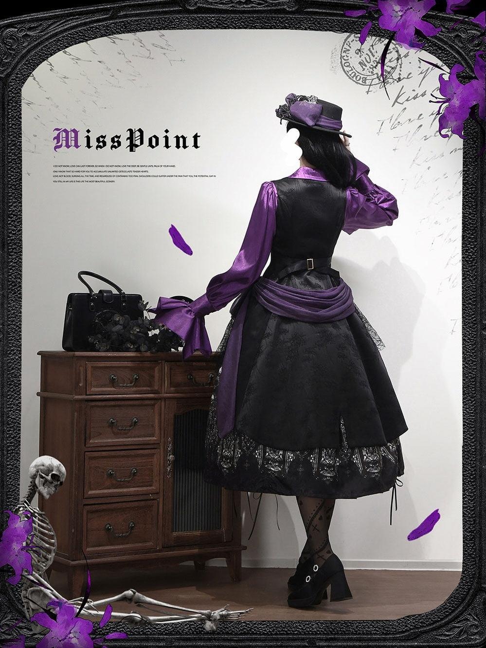 Miss Point - Moonnight Return - Gothic Lolita Long Vest, Embroidered Collar