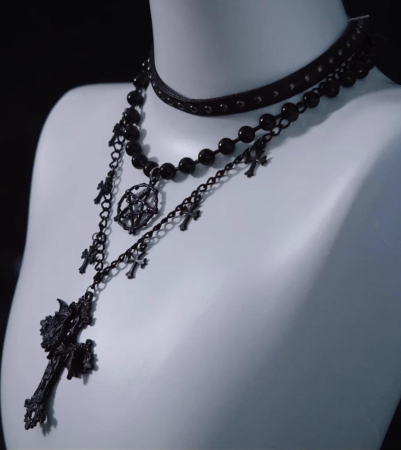 Strange Sugar - Triple Layer Gothic Lolita Necklace - Neckwear