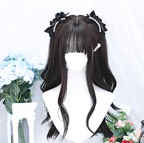 Dalao Home - Daily Long Curly Wavy Black Tea - Lolita Wig Wig