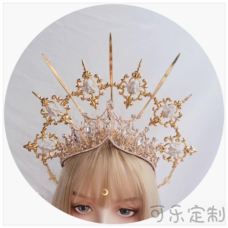 Original Handmade Lolita Virgin Mary Apollo Halo Pope Headpiece Lolita Exaggerated Fashion Show Photo Prop