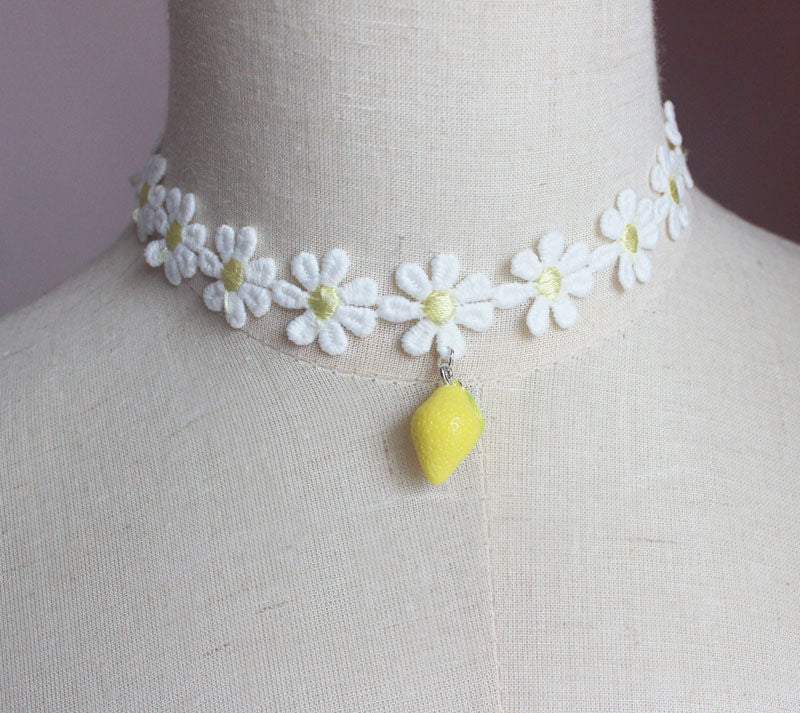 Original Design Hanfu Lemon Lily Hair Accessories Set Summer Ancient Style Lolita Green Fresh Side Clip Necklace