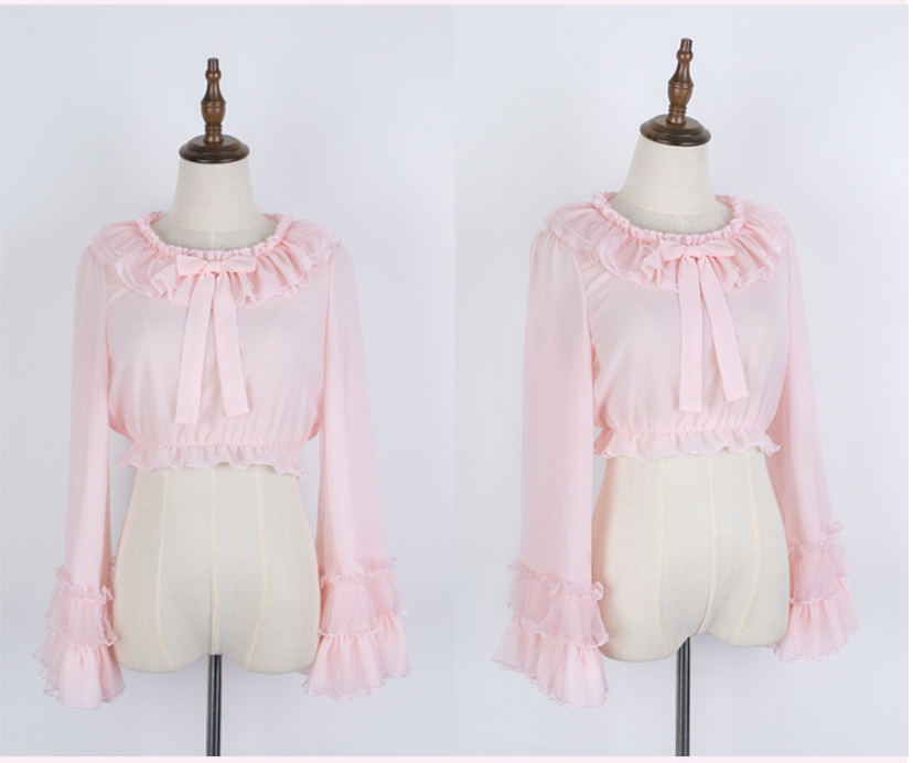 Sakurada Fawn - Plus Size Lolita Blouse Cheese - Chocolate Long Sleeve Innerwear