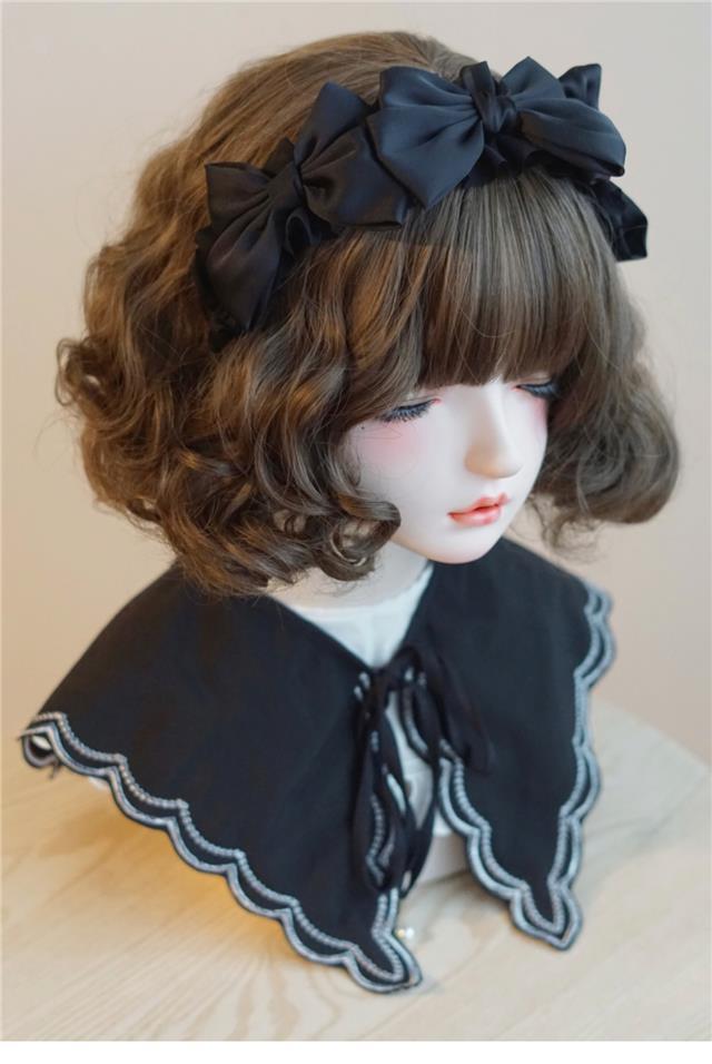 Original Handmade Satin Bow Hairband Lolita Girl Black Bow Hair Accessory