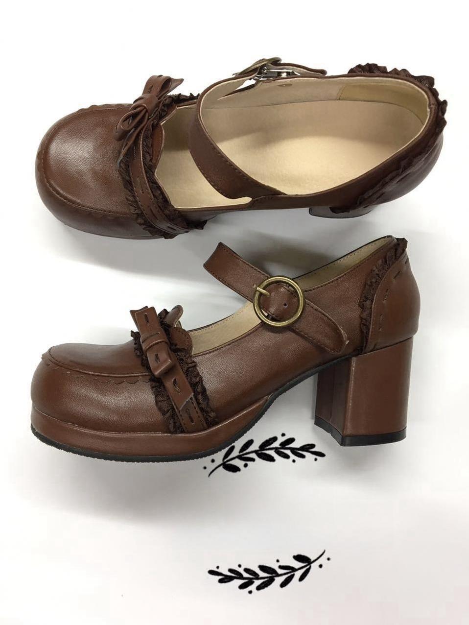 The Seventh Sense - Bow Lace - Lolita Shoes with a square toe - product detail 5