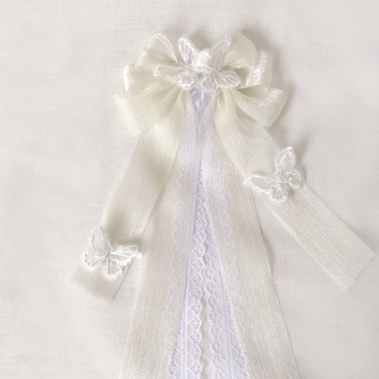 Original Design Milky White Color Small Item Miss Fu La Lolita Wedding Hairband KC Large Butterfly Hair Accessory