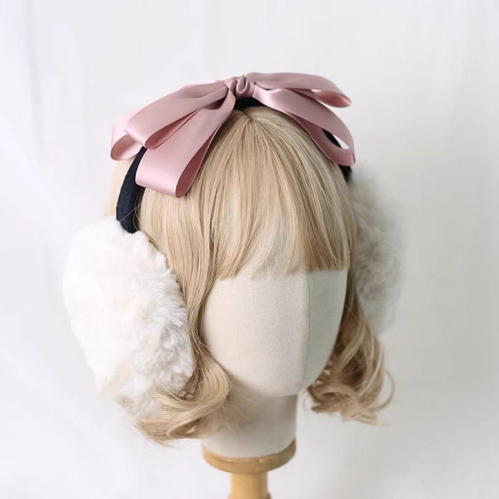 Xiaogui - Winter Lolita Earmuff Bow Plush - Earmuff Ear Protector Headwear
