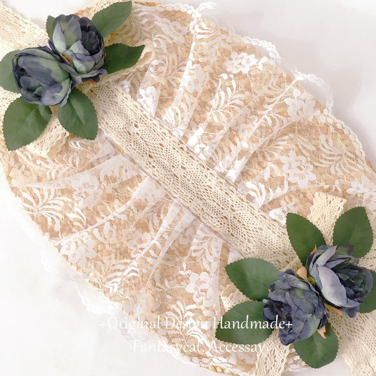 Original Straw Hat Flat Hat Lolita Handmade Gorgeous Elegant Tea Party Pastoral French Style Photo Bonnet Bntbb Hat