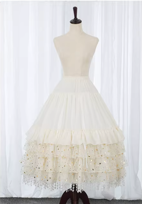 Manyiluo - Wedding - Adjustable Lolita Petticoat with Layered Lace Hem - product detail 3
