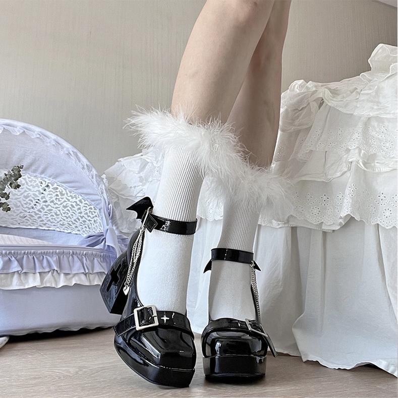 Bingo Lulu - Late Century Sweetheart - Punk Lolita High-Heeled Mary Jane Shoes with Cross-Shaped Heel Cutout - product detail 9