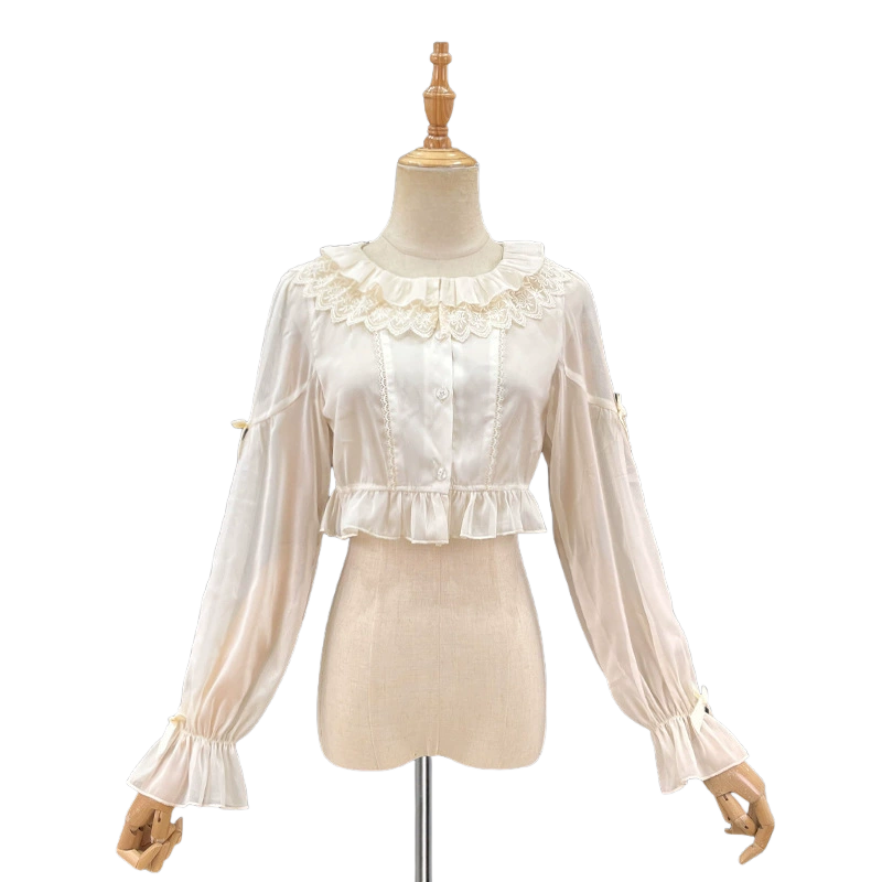 ZhiJinYuan White Lace-Collar Blouse