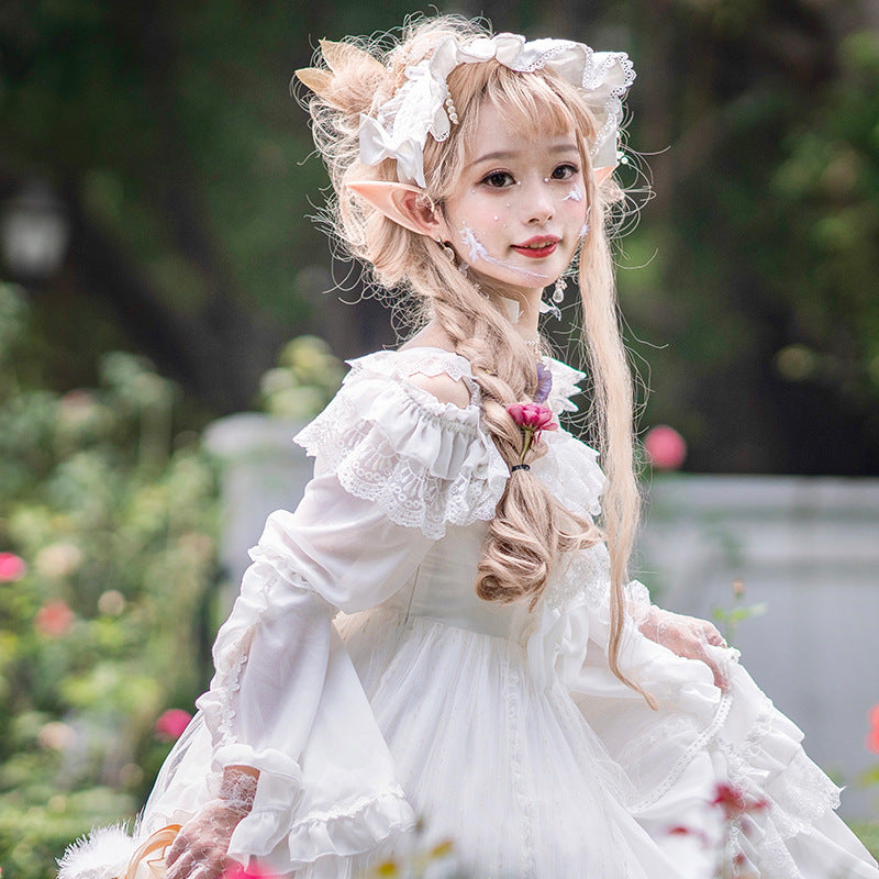 Zhijinyuan Lolita Princess Sleeve Chiffon Inner Top | Boat Neck 3/4 Sleeves Camisole