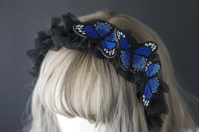 Original Handmade Lace Butterfly Headband - Dark Gothic Lolita Hair Accessory | Photography Prop