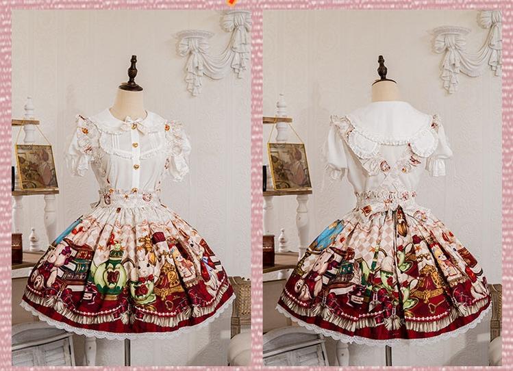 OCELOT - Crown Bear - Kawaii Lolita SK Daily Chiffon Skirt