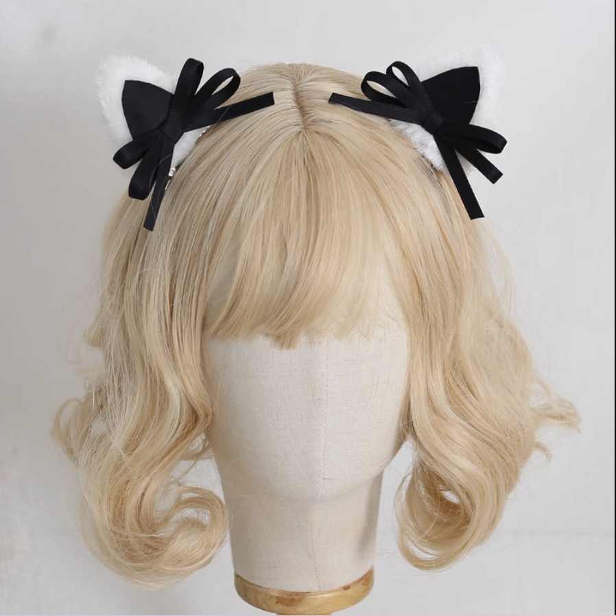 Xiaogui - Sweet Lolita Cat Ear Bow Headband - Headwear