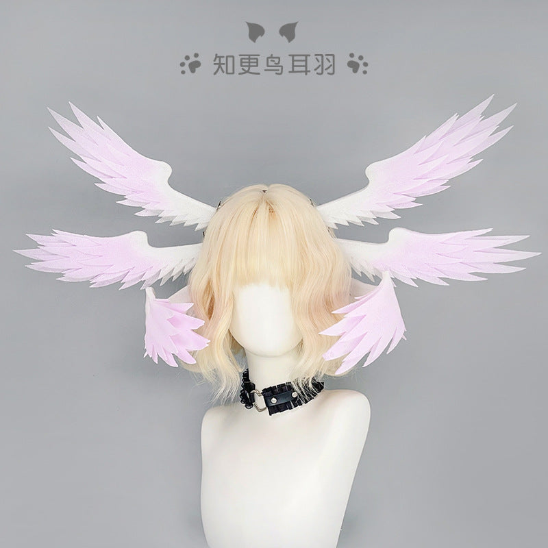SundayRobin Ear FeatherCosProps 2DLoGirl Hair Accessories Star Iron Comic Exhibition Angel Ear Feather Headwear