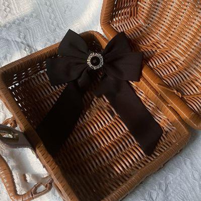 Rich Girl - Elegant Lolita Blouse and Skirt, Detachable Sleeves S Black - Neckline Bow Only