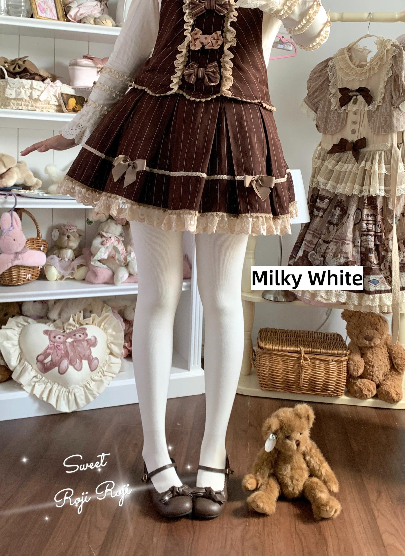 Roji Roji - Kawaii Lolita Fleece-Lined Tights - Multiple Colors Socks