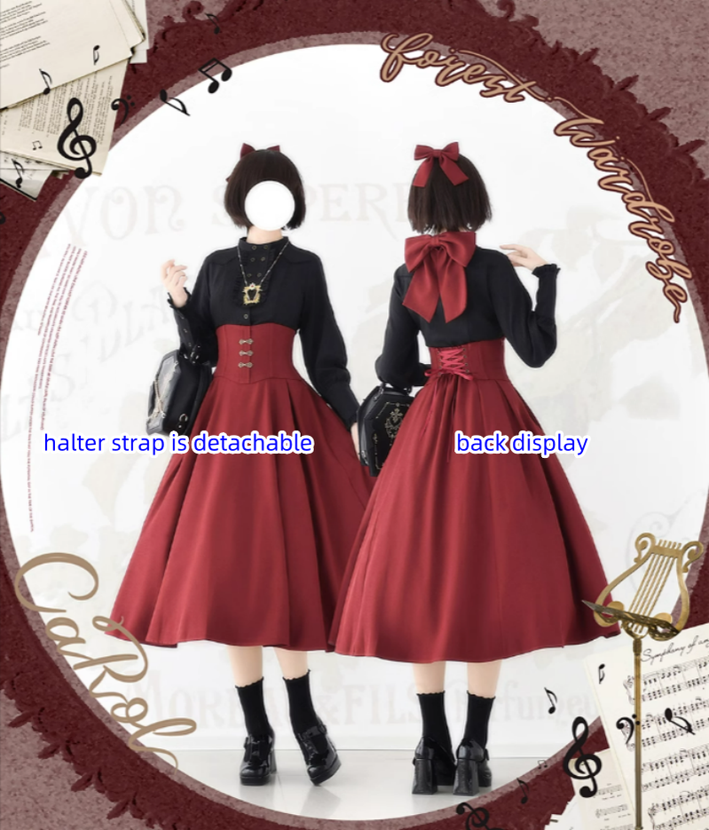 Forest Wardrobe - Vintage Lolita Fishbone Halter SK - Autumn Jacket SK Skirt