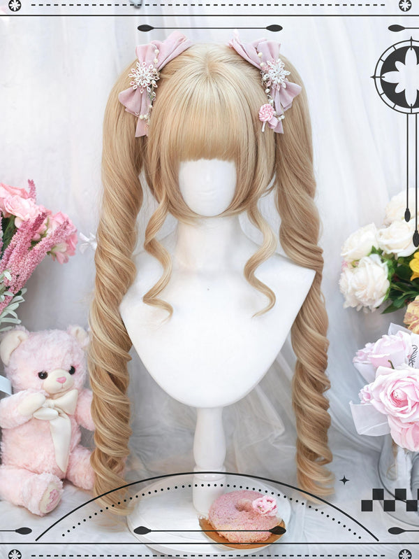 Dalao Home - Daily Lolita Wig with Roman Roll - Twins Tails Multi Color Wig