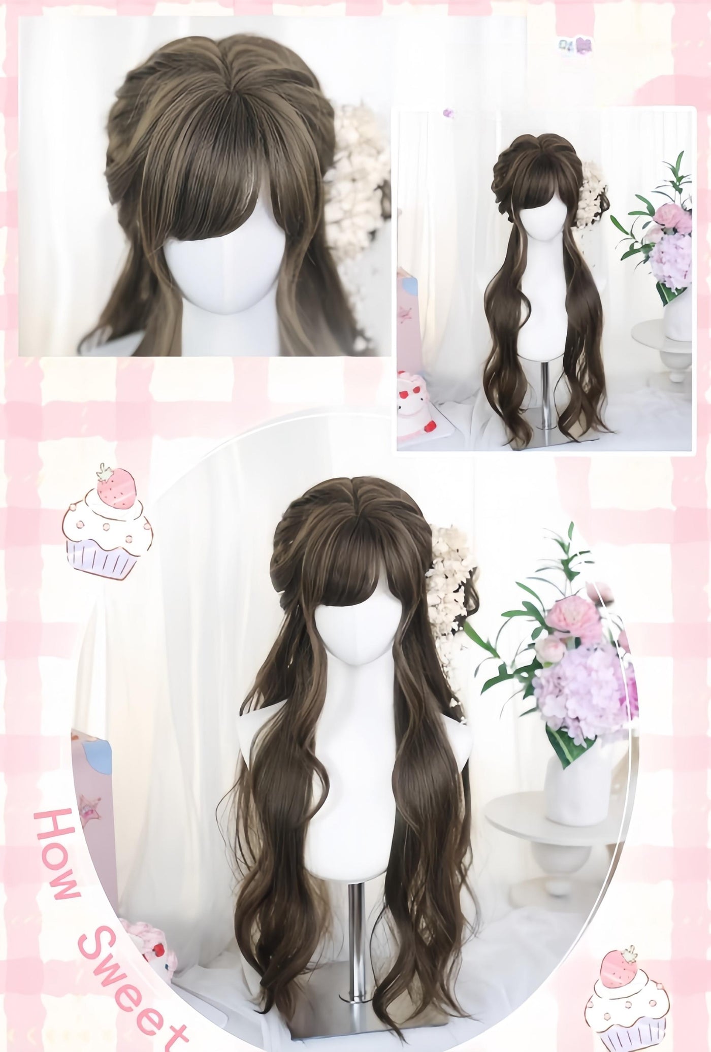 Dalao Home - Grey Brown Classic Lolita Long Wig - With Natural Wavy Wig