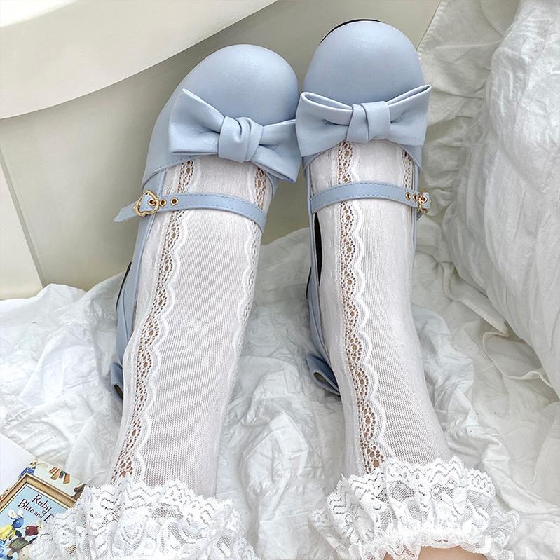 sheeppuff - Elegant Retro - Retro Lolita shoes with a square toe and heart-shaped buckle - product detail 11