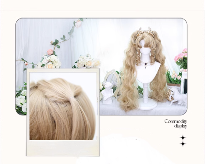 Dalao Home - Lolita Short Curls Hair Oil - Painting Style Double Ponytail Wig Wig
