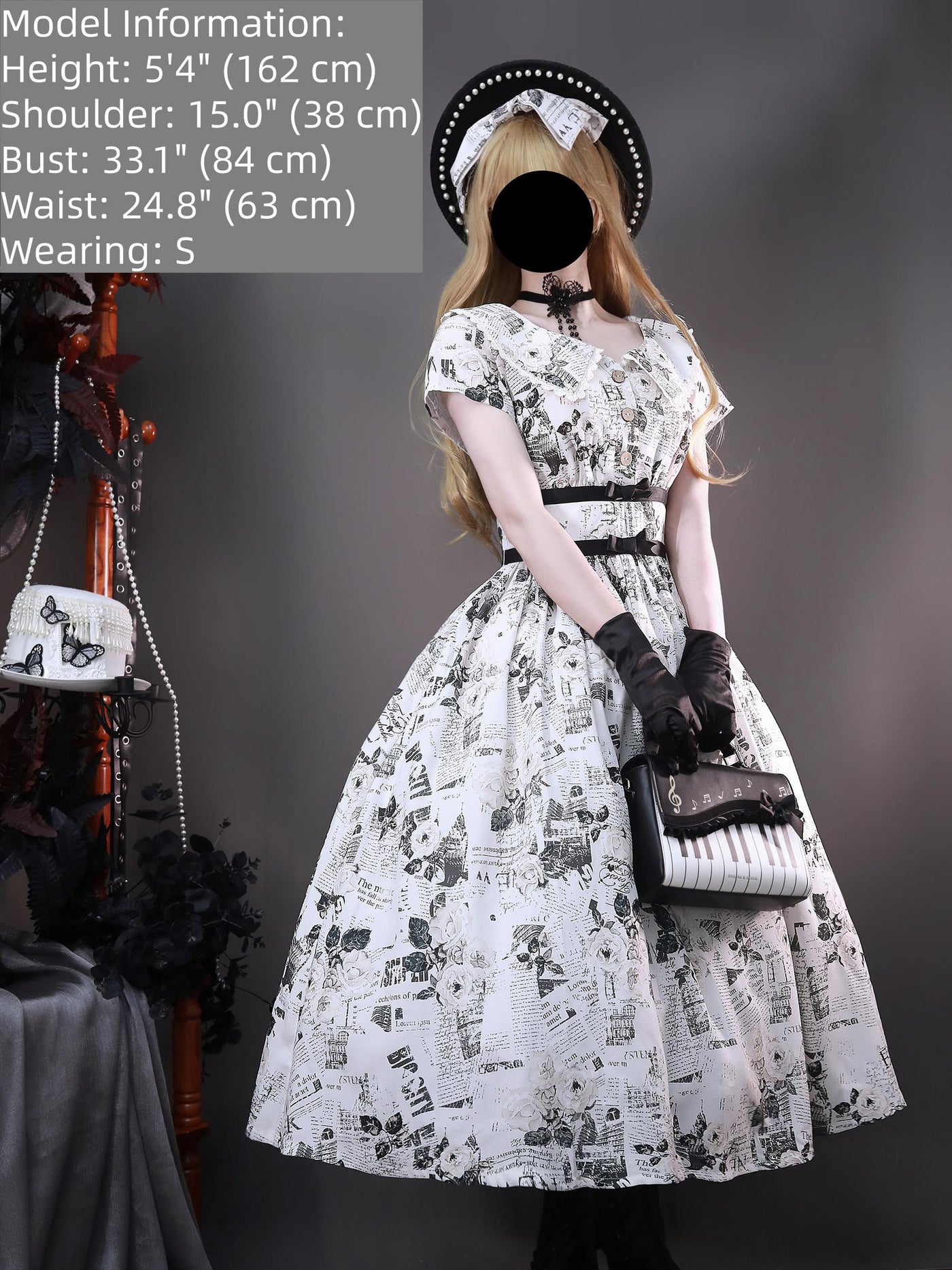 Forest Wardrobe - Forest Holiday - Vintage Classic Lolita Newspaper Printed OP Dress