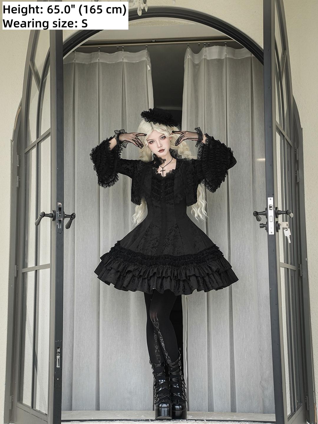 MILU ORIG - Six-Panel Gothic Lolita JSK Dress - Tiered Ruffles JSK Dress
