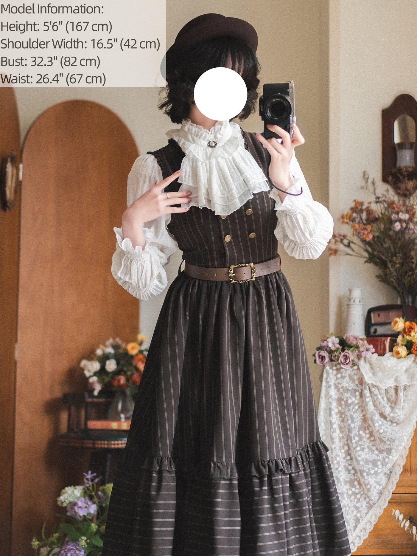 Forest Wardrobe - Misty Forest - White Classic Lolita Long Sleeve Blouse, Detachable Jabot