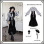 Meerjungfrauenkleid 3-teiliges Set (Meerjungfrauenkleid + Schleifenbrosche + schwarzer Zylinder) / S