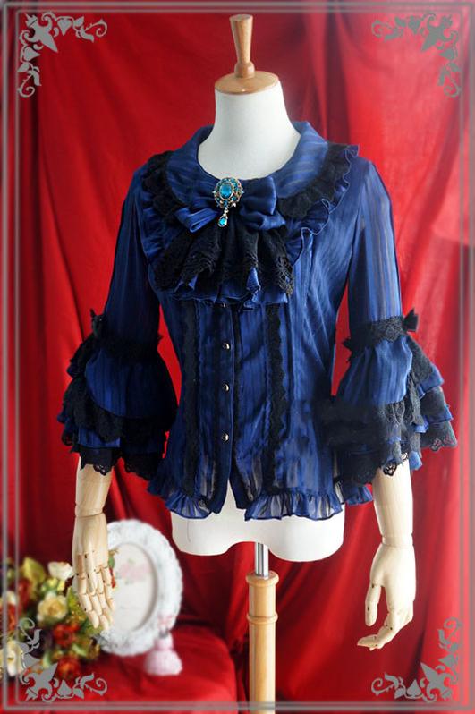 Strawberry Witch - Flower Wedding White Dark Blue - Blouse Innerwear