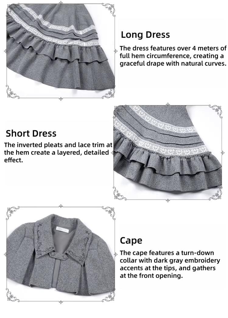 With PUJI - Reminisce - Pile Classic Lolita Dress, Detachable Cape