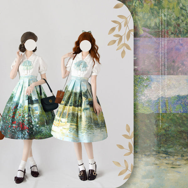 Forest Wardrobe - Daily Lolita SK - Retro Classic Monet Oil Painting SK Skirt