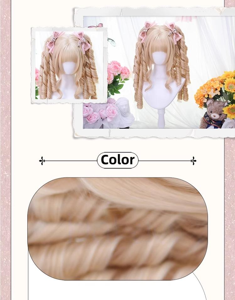 Dalao Home - Retro Lolita Wig - Detachable Roman Curl Ponytails Wig