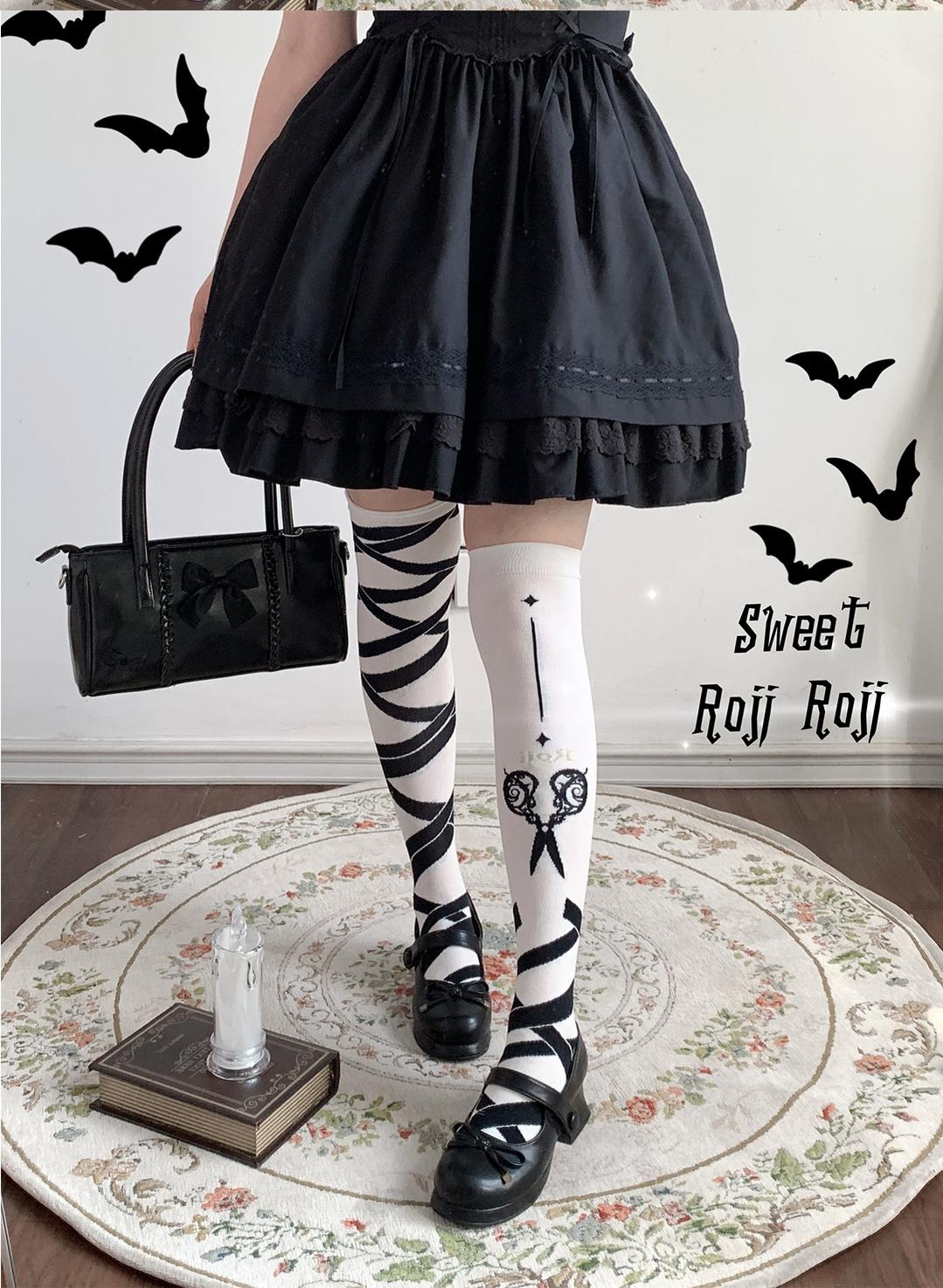 Roji Roji - Gothic Lolita Over-Knee Socks - Scissors Print Socks