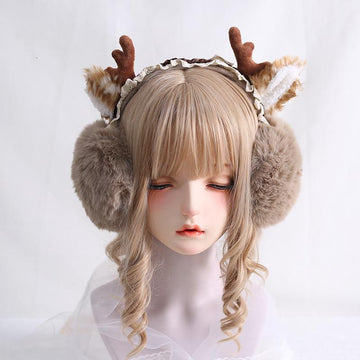 Xiaogui - Christmas Foldable Antlers Earmuffs - Lolita KC Headwear